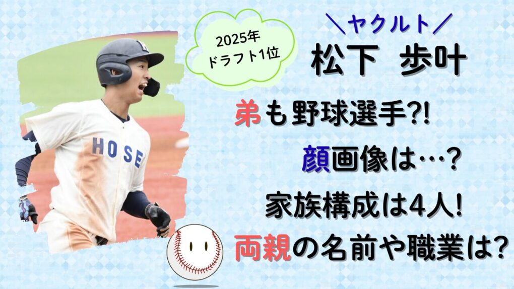 顔画像|松下歩叶の弟も野球選手?家族構成は4人!両親の名前や職業は?